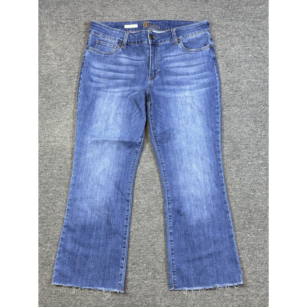KUT from the Kloth Jeans Women's 16 Blue Nikki Mid Rise Ankle Flare Raw Hem